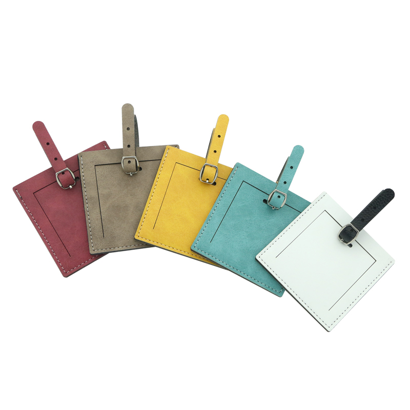 Sublimation Colorful Taobh Dúbailte PU Leathar Bagáiste Tag - Cearnóg