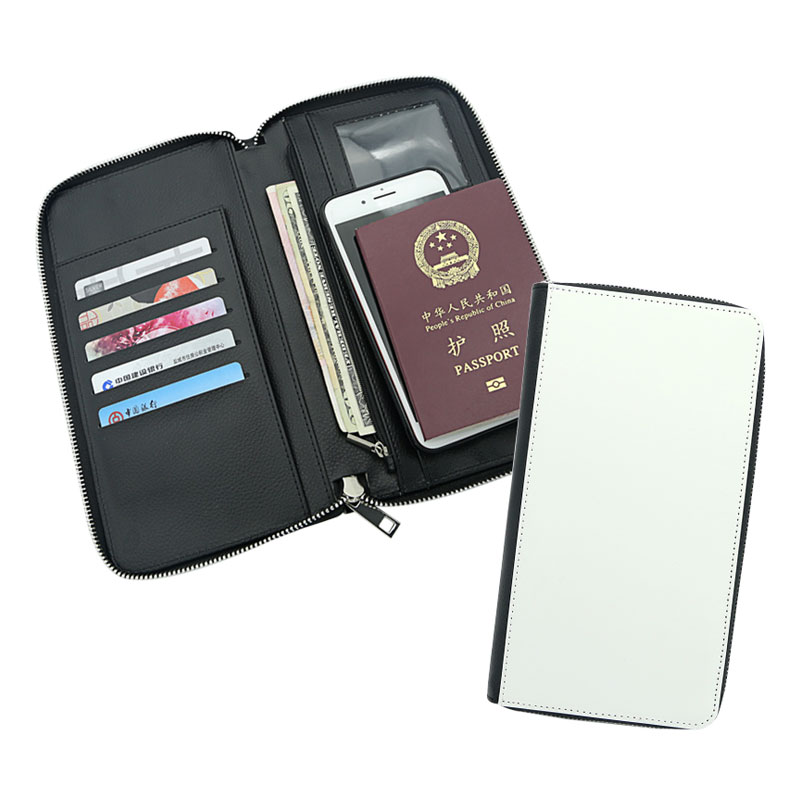 Sealbhóir Pas Sublimation Leatherette le Zipper agus Leathar PU Istigh
