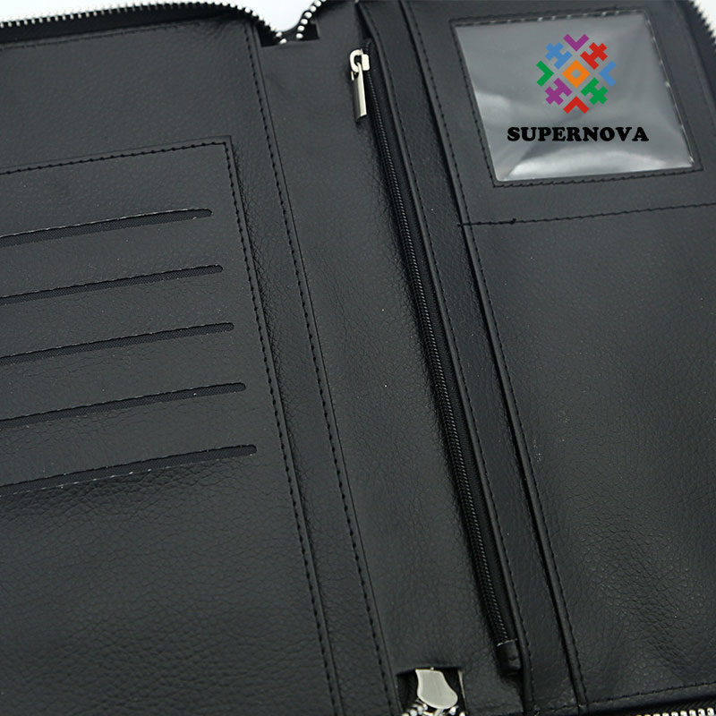 Sealbhóir Pas Sublimation Leatherette le Zipper agus Leathar PU Istigh
