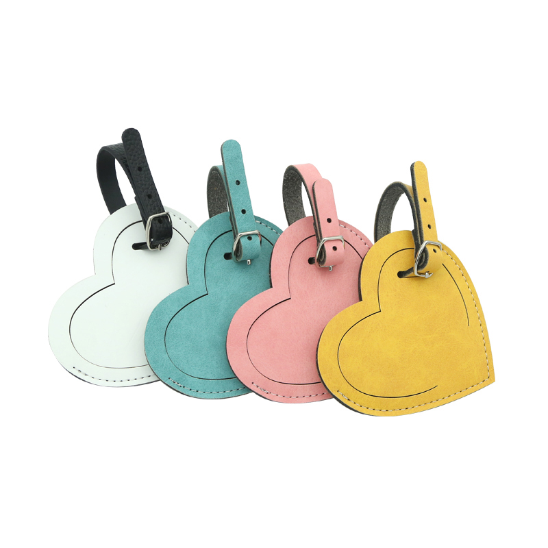 Sublimation Colorful Taobh Dúbailte PU Leathar Bagáiste Tag - Croí