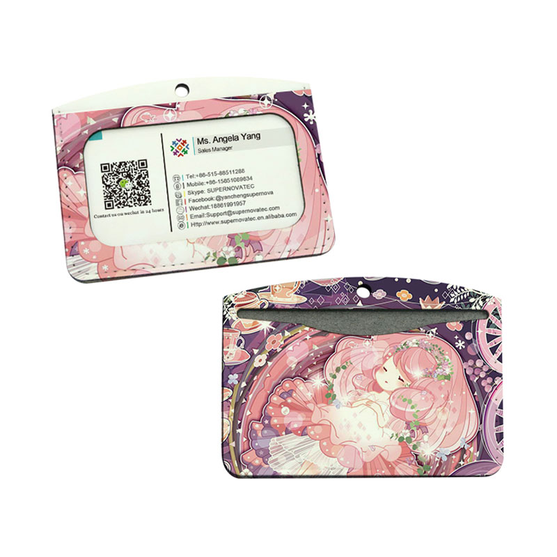 Sealbhóir Suaitheantas ID Leatherette Sublimation - Ciseal Cárta Dúbailte Cothrománach