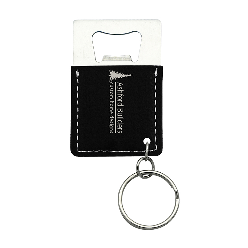 Oscailteoir Buidéal Dronuilleog Laserable Leatherette Keychain