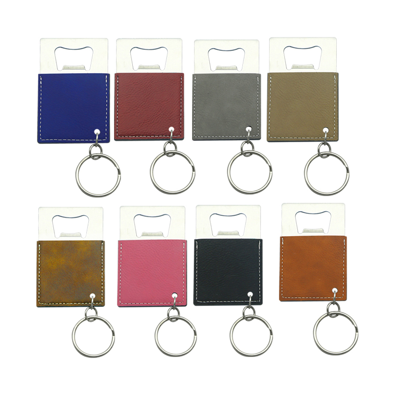 Oscailteoir Buidéal Dronuilleog Laserable Leatherette Keychain